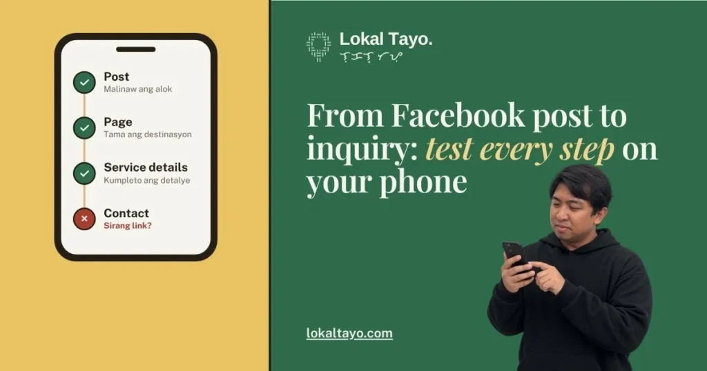 From Facebook post to inquiry: test every step on your phone